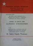 Mensajes del Excmo. Señor Presidente de la República del Paraguay y Presidente Honorario del Partido Colorado, General de Ejercito Don Alfredo Stroessner y del Presidente de la Honorable Junta de Gobierno de la Asociación Nacional Republicana (Partido Colorado) Dr. Sabino Augusto Montanaro 11 de setiembre de 1987 vignette
